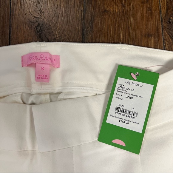 🆕 Lilly Pulitzer Chantel stretch dinner pants in coconuts SZ 10 - Picture 4 of 5